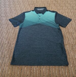 Under Armour HeatGear Charcoal Gray & Teal Polo Shirt Men's Size Small